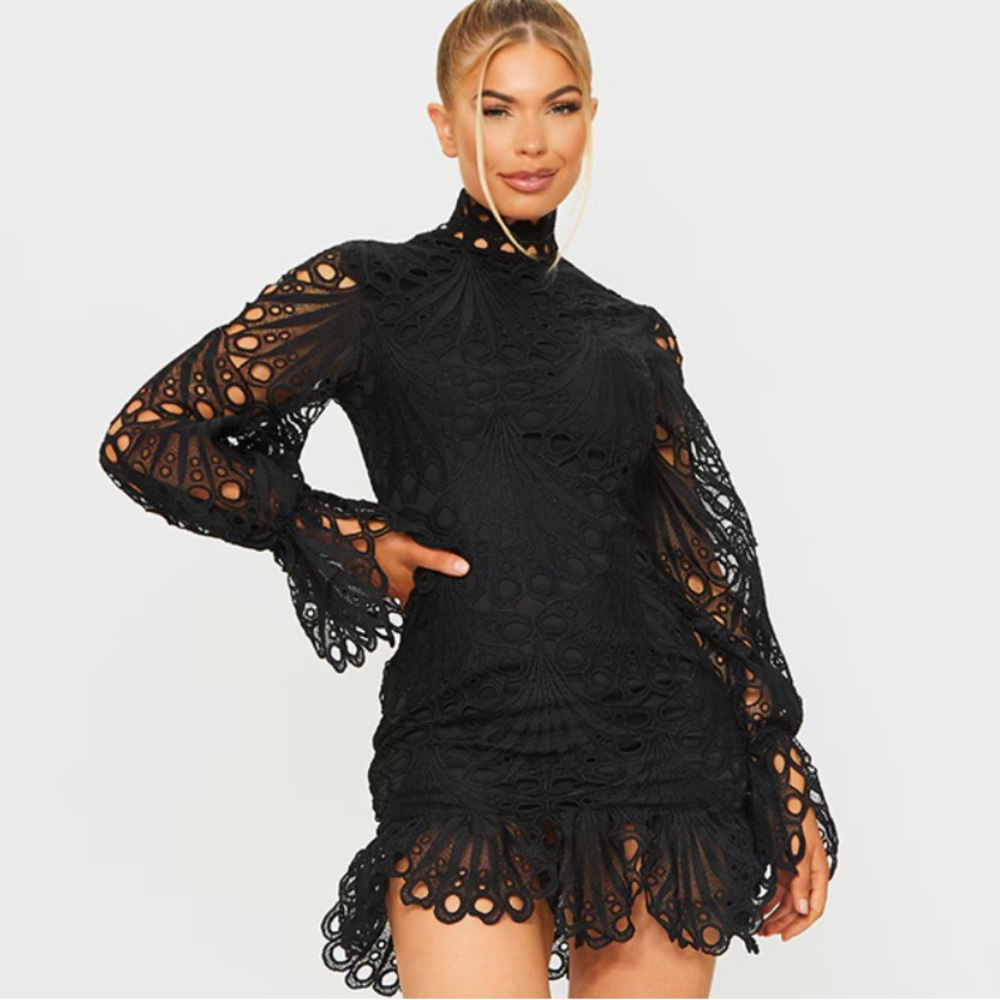 Pretty Little Thing Black Lace BodyCon Dress
